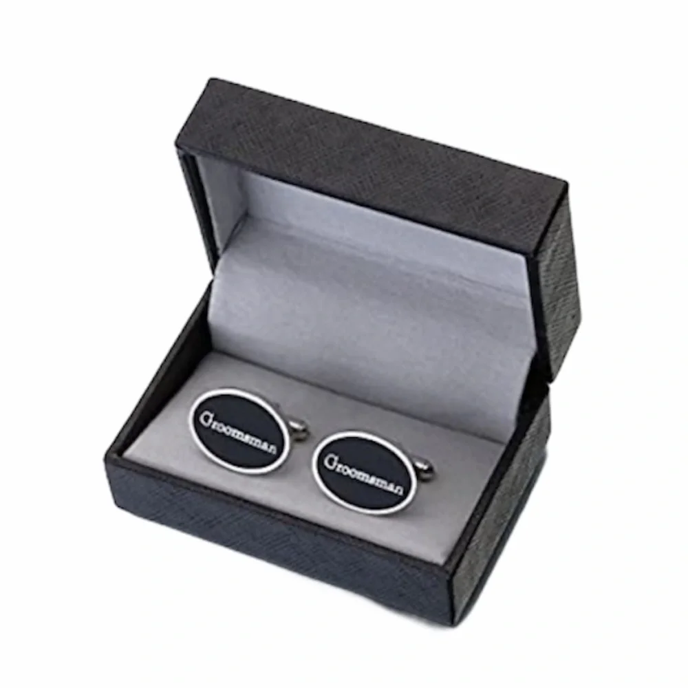 Lillian Rose, Inc. Groomsman Cuff Links Black Silver tone